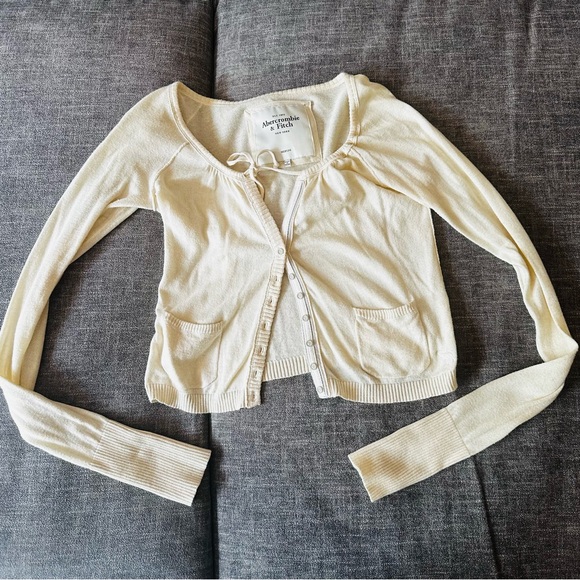 Vintage Abercrombie & Fitch Cream vanilla Knit Cardigan Shrug - Picture 1 of 4